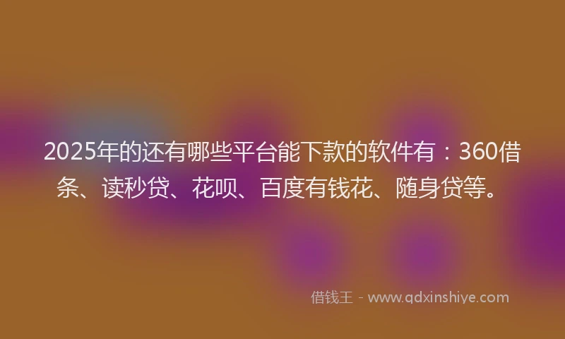 2025年的还有哪些平台能下款的软件有：360借条、读秒贷、花呗、百度有钱花、随身贷等。