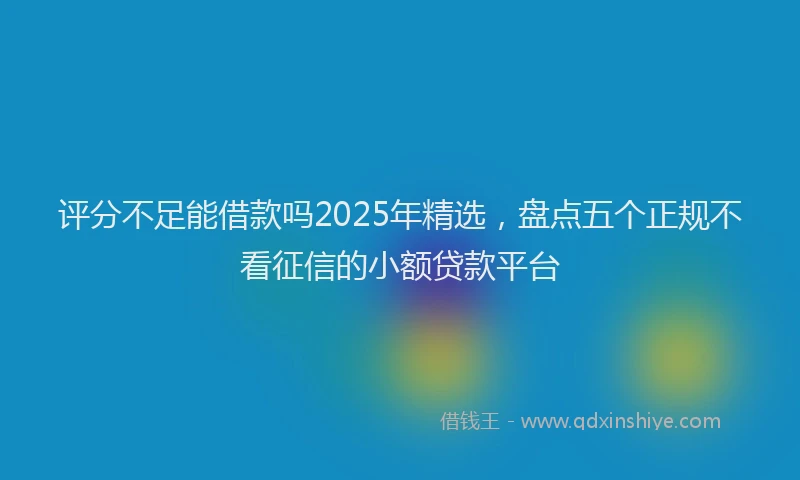 评分不足能借款吗2025年精选，盘点五个正规不看征信的小额贷款平台