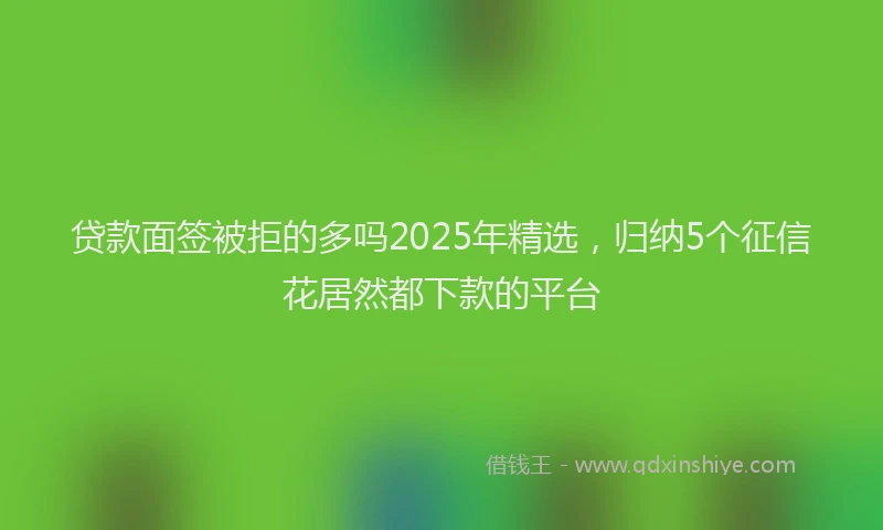 贷款面签被拒的多吗2025年精选，归纳5个征信花居然都下款的平台