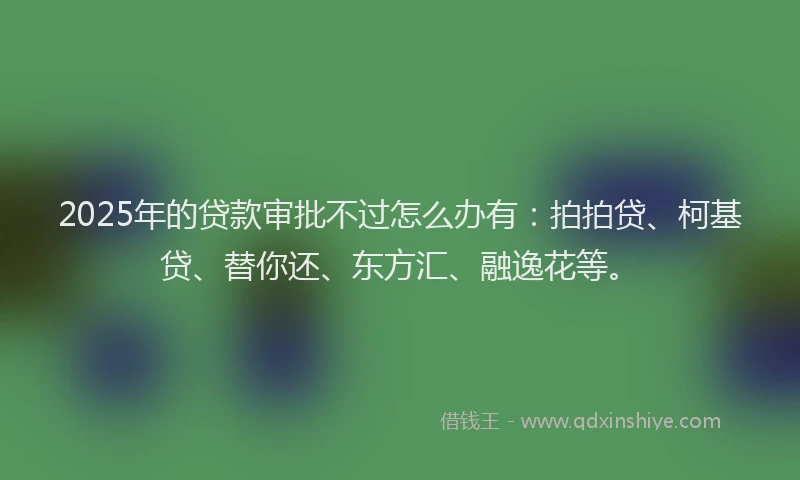 2025年的贷款审批不过怎么办有：拍拍贷、柯基贷、替你还、东方汇、融逸花等。