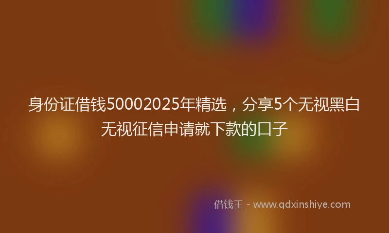 身份证借钱50002025年精选，分享5个无视黑白无视征信申请就下款的口子