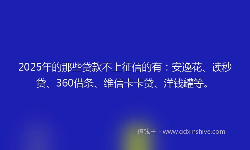 2025年的那些贷款不上征信的有：安逸花、读秒贷、360借条、维信卡卡贷、洋钱罐等。
