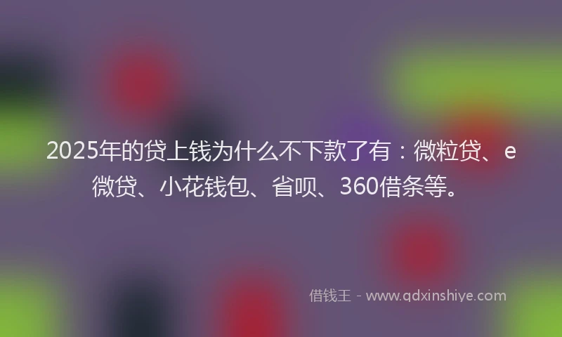 2025年的贷上钱为什么不下款了有：微粒贷、e微贷、小花钱包、省呗、360借条等。