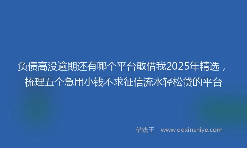 负债高没逾期还有哪个平台敢借我2025年精选，梳理五个急用小钱不求征信流水轻松贷的平台