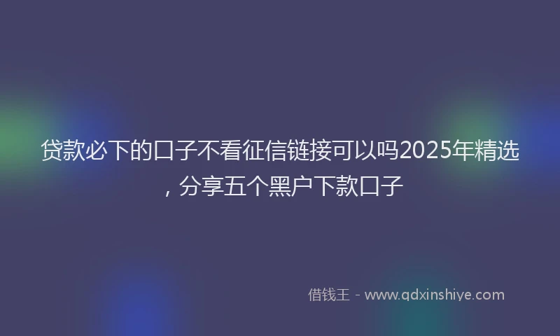 贷款必下的口子不看征信链接可以吗2025年精选，分享五个黑户下款口子