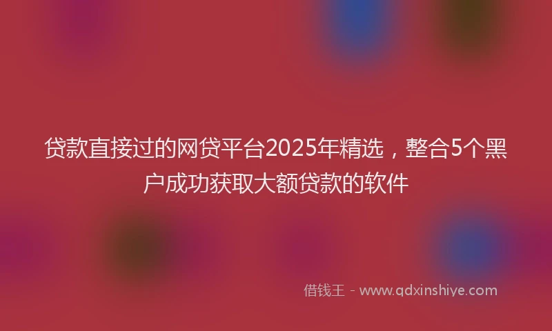 贷款直接过的网贷平台2025年精选，整合5个黑户成功获取大额贷款的软件