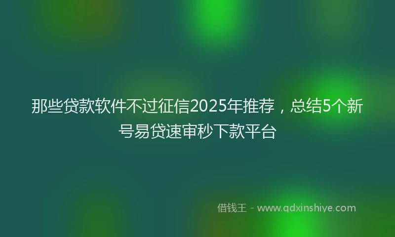 那些贷款软件不过征信2025年推荐，总结5个新号易贷速审秒下款平台