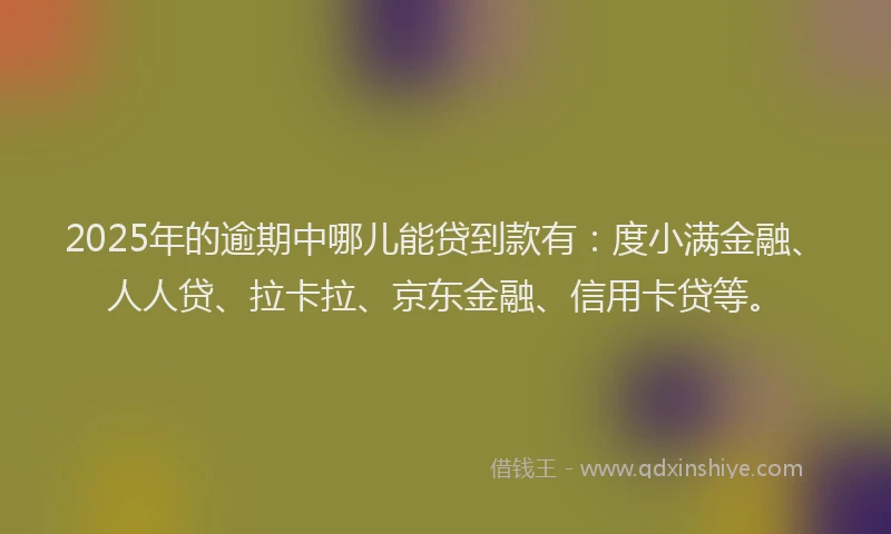 2025年的逾期中哪儿能贷到款有：度小满金融、人人贷、拉卡拉、京东金融、信用卡贷等。