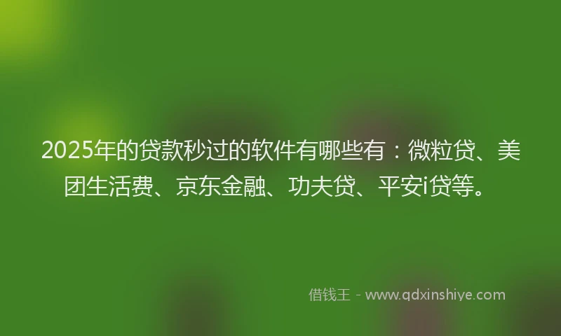 2025年的贷款秒过的软件有哪些有：微粒贷、美团生活费、京东金融、功夫贷、平安i贷等。