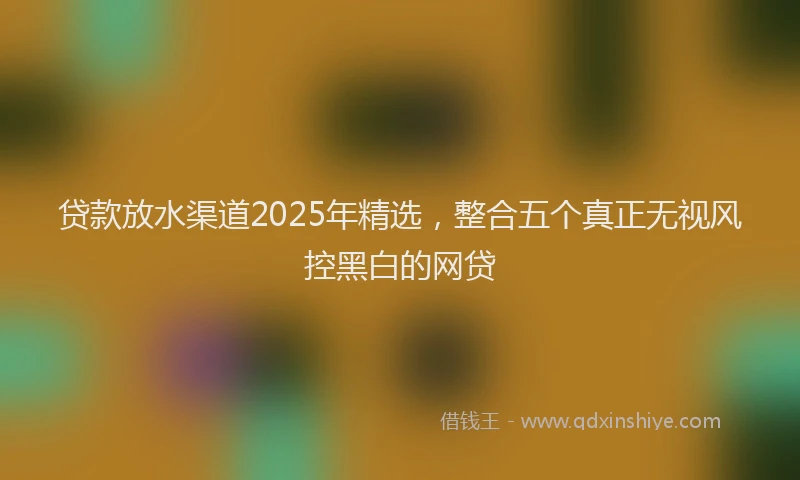 贷款放水渠道2025年精选，整合五个真正无视风控黑白的网贷