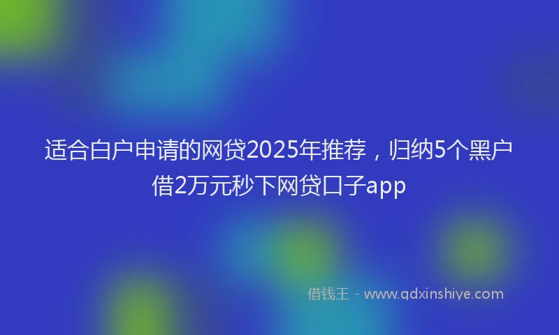 适合白户申请的网贷2025年推荐，归纳5个黑户借2万元秒下网贷口子app