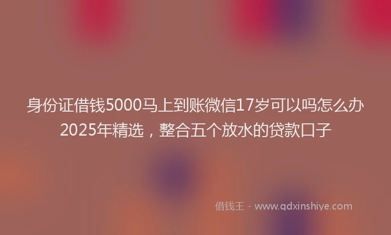 身份证借钱5000马上到账微信17岁可以吗怎么办2025年精选，整合五个放水的贷款口子