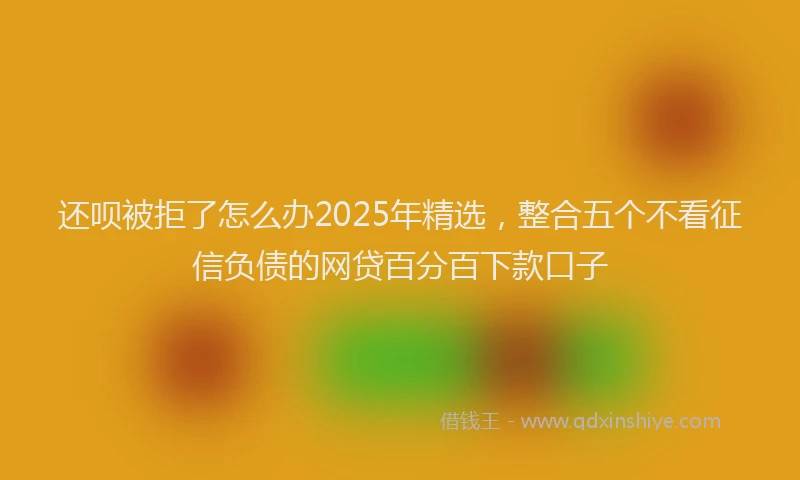 还呗被拒了怎么办2025年精选，整合五个不看征信负债的网贷百分百下款口子