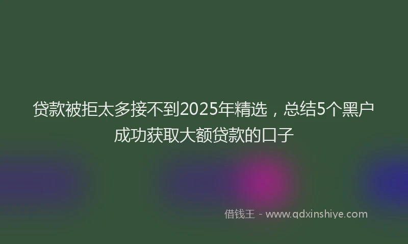 贷款被拒太多接不到2025年精选，总结5个黑户成功获取大额贷款的口子