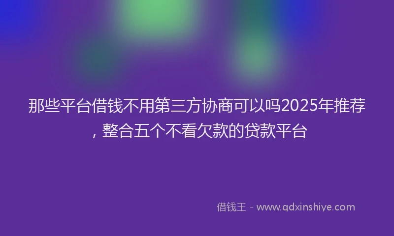 那些平台借钱不用第三方协商可以吗2025年推荐，整合五个不看欠款的贷款平台