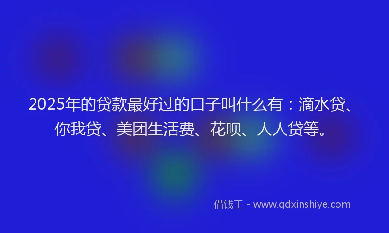 2025年的贷款最好过的口子叫什么有：滴水贷、你我贷、美团生活费、花呗、人人贷等。