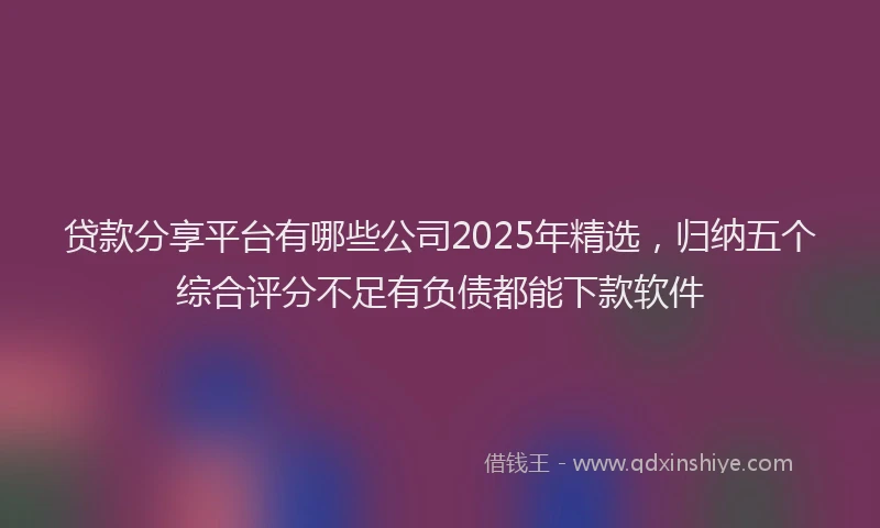 贷款分享平台有哪些公司2025年精选，归纳五个综合评分不足有负债都能下款软件