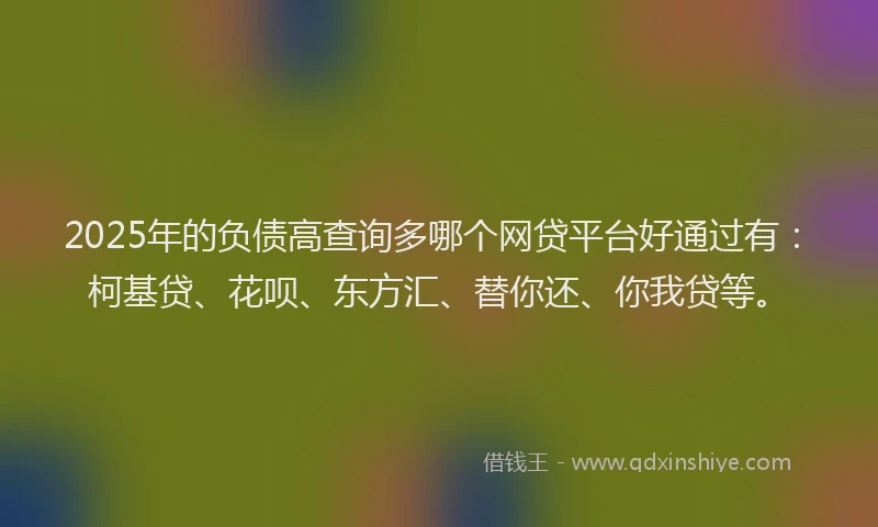2025年的负债高查询多哪个网贷平台好通过有：柯基贷、花呗、东方汇、替你还、你我贷等。