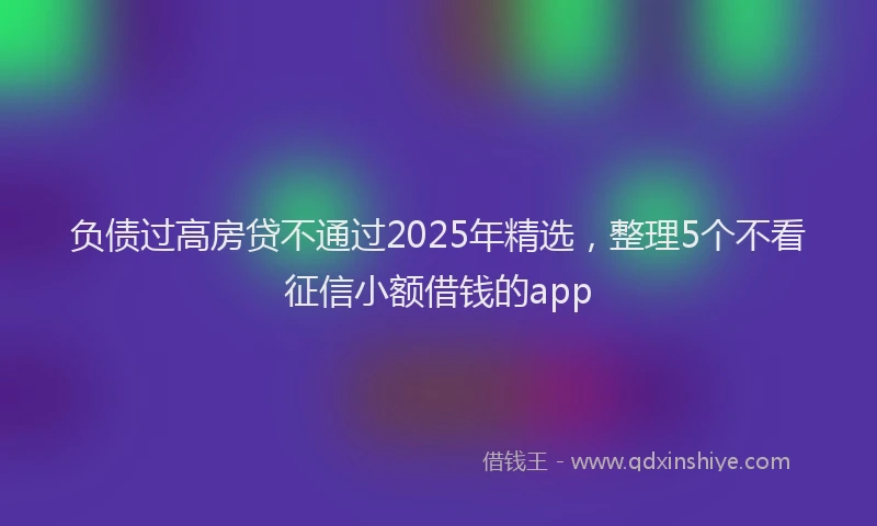 负债过高房贷不通过2025年精选，整理5个不看征信小额借钱的app