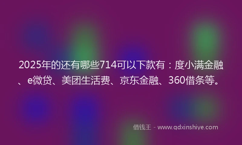 2025年的还有哪些714可以下款有：度小满金融、e微贷、美团生活费、京东金融、360借条等。