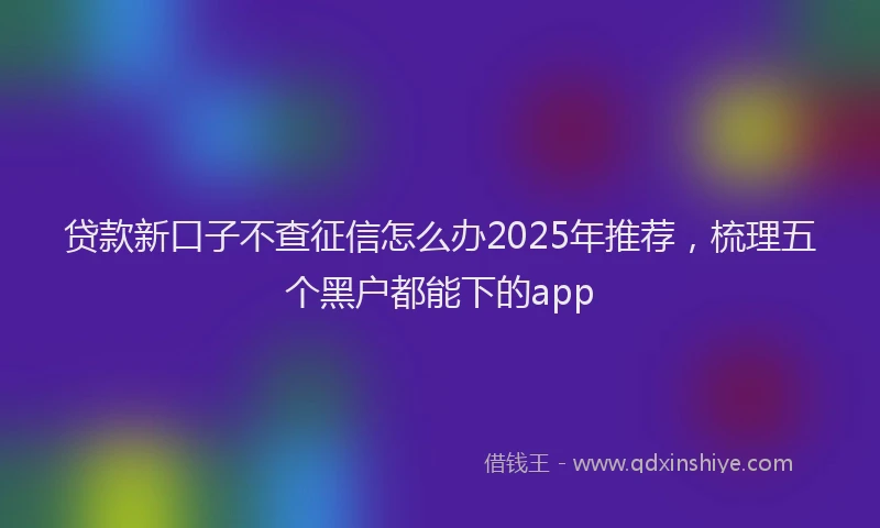 贷款新口子不查征信怎么办2025年推荐，梳理五个黑户都能下的app