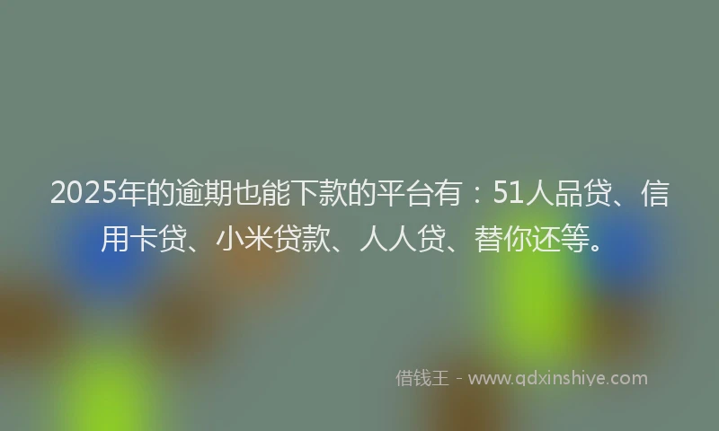 2025年的逾期也能下款的平台有：51人品贷、信用卡贷、小米贷款、人人贷、替你还等。