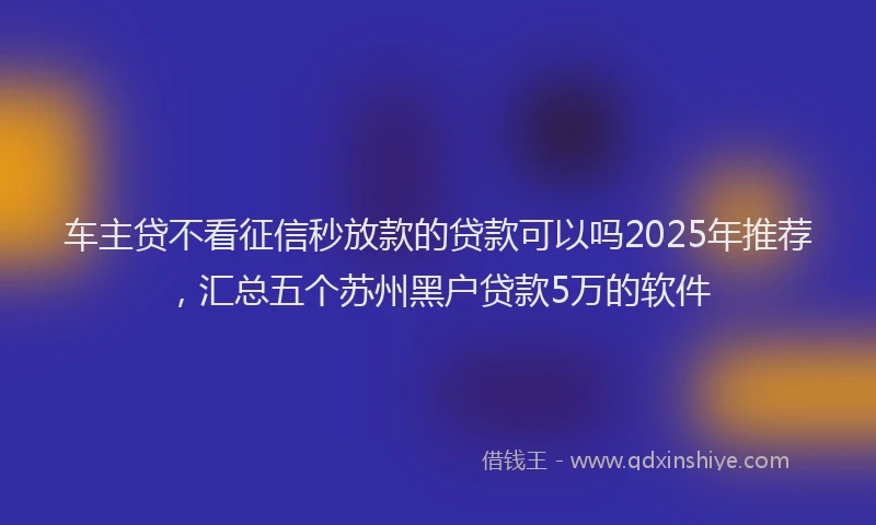 车主贷不看征信秒放款的贷款可以吗2025年推荐，汇总五个苏州黑户贷款5万的软件