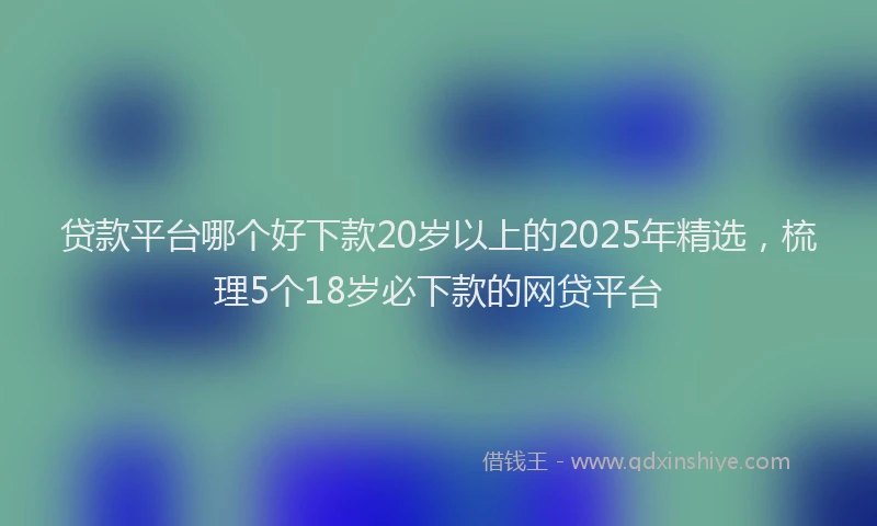 贷款平台哪个好下款20岁以上的2025年精选，梳理5个18岁必下款的网贷平台
