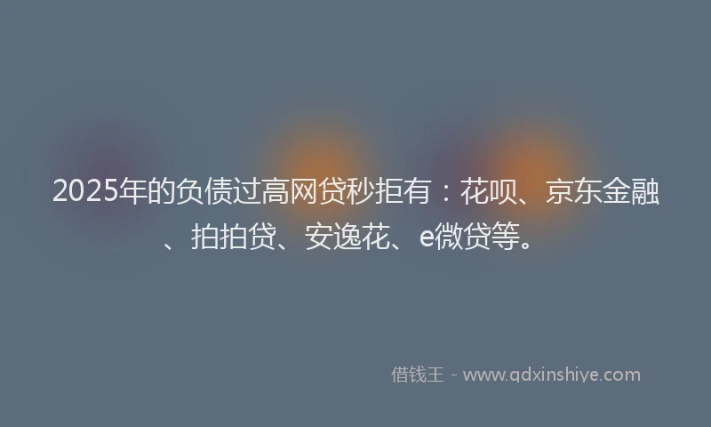 2025年的负债过高网贷秒拒有：花呗、京东金融、拍拍贷、安逸花、e微贷等。