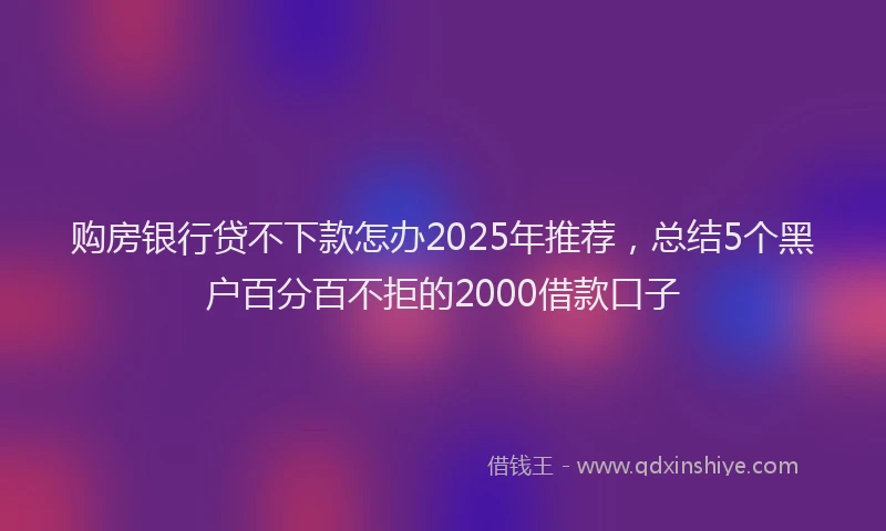 购房银行贷不下款怎办2025年推荐，总结5个黑户百分百不拒的2000借款口子