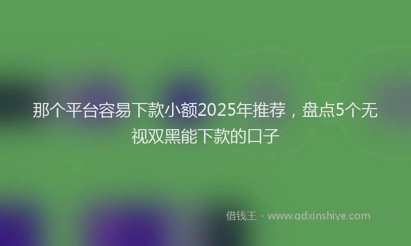 那个平台容易下款小额2025年推荐，盘点5个无视双黑能下款的口子