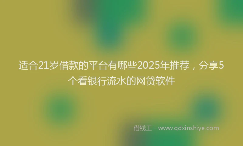 适合21岁借款的平台有哪些2025年推荐，分享5个看银行流水的网贷软件