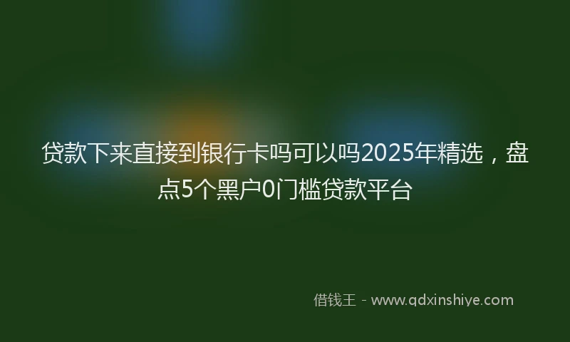 贷款下来直接到银行卡吗可以吗2025年精选，盘点5个黑户0门槛贷款平台
