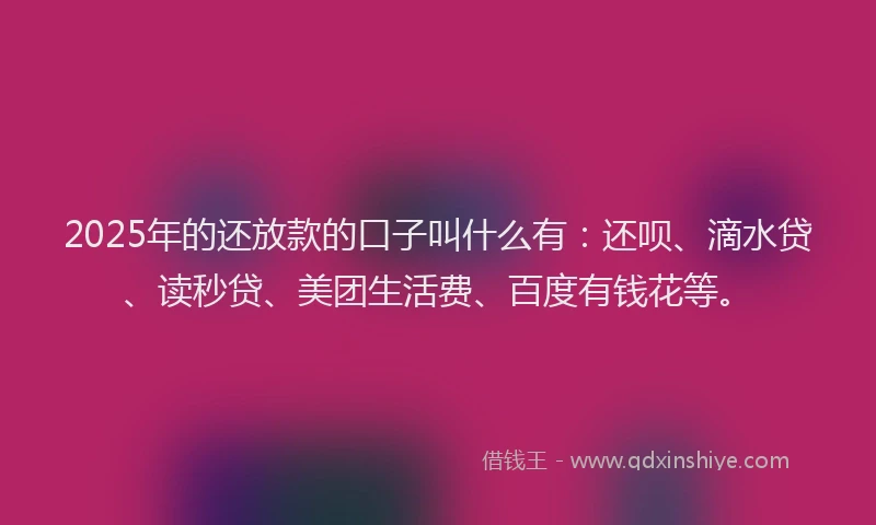 2025年的还放款的口子叫什么有：还呗、滴水贷、读秒贷、美团生活费、百度有钱花等。