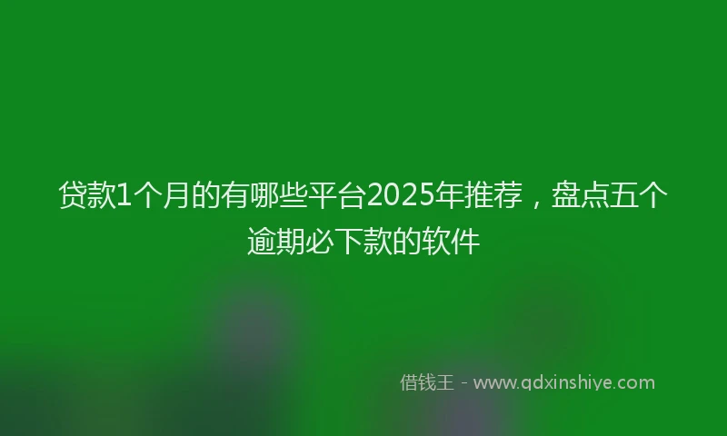 贷款1个月的有哪些平台2025年推荐，盘点五个逾期必下款的软件