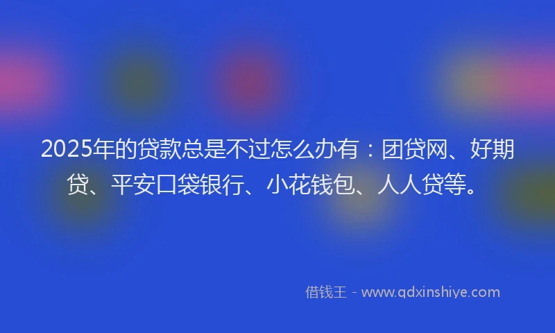 2025年的贷款总是不过怎么办有：团贷网、好期贷、平安口袋银行、小花钱包、人人贷等。