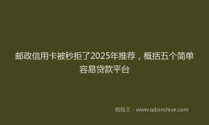 邮政信用卡被秒拒了2025年推荐，概括五个简单容易贷款平台