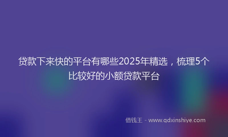 贷款下来快的平台有哪些2025年精选，梳理5个比较好的小额贷款平台