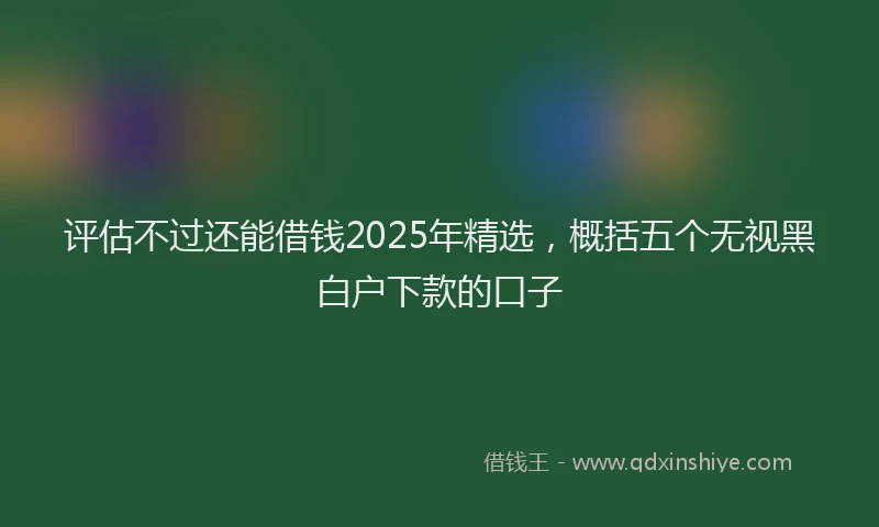 评估不过还能借钱2025年精选，概括五个无视黑白户下款的口子