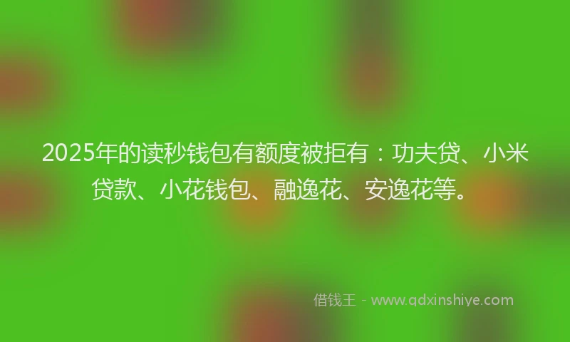 2025年的读秒钱包有额度被拒有：功夫贷、小米贷款、小花钱包、融逸花、安逸花等。