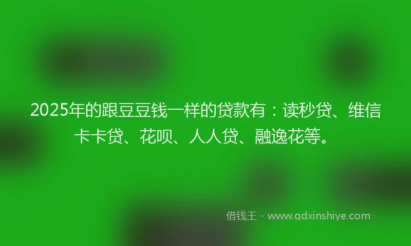 2025年的跟豆豆钱一样的贷款有：读秒贷、维信卡卡贷、花呗、人人贷、融逸花等。