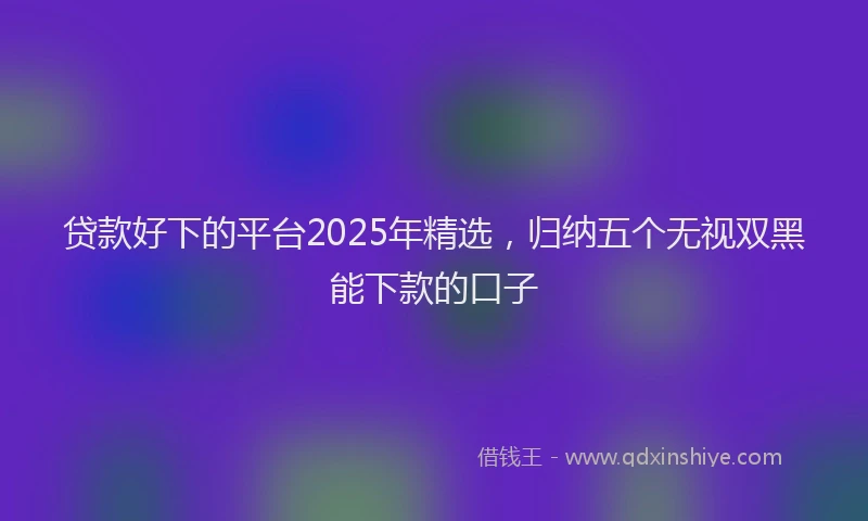贷款好下的平台2025年精选，归纳五个无视双黑能下款的口子