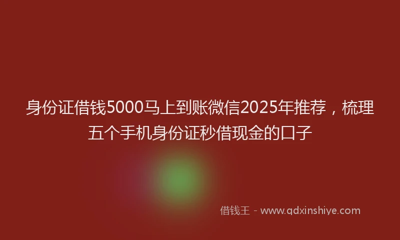 身份证借钱5000马上到账微信2025年推荐，梳理五个手机身份证秒借现金的口子