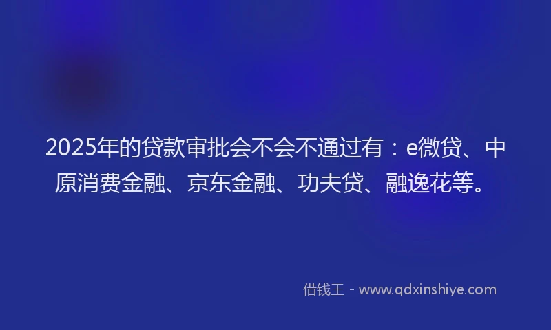 2025年的贷款审批会不会不通过有：e微贷、中原消费金融、京东金融、功夫贷、融逸花等。
