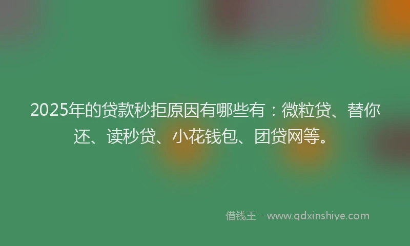 2025年的贷款秒拒原因有哪些有：微粒贷、替你还、读秒贷、小花钱包、团贷网等。
