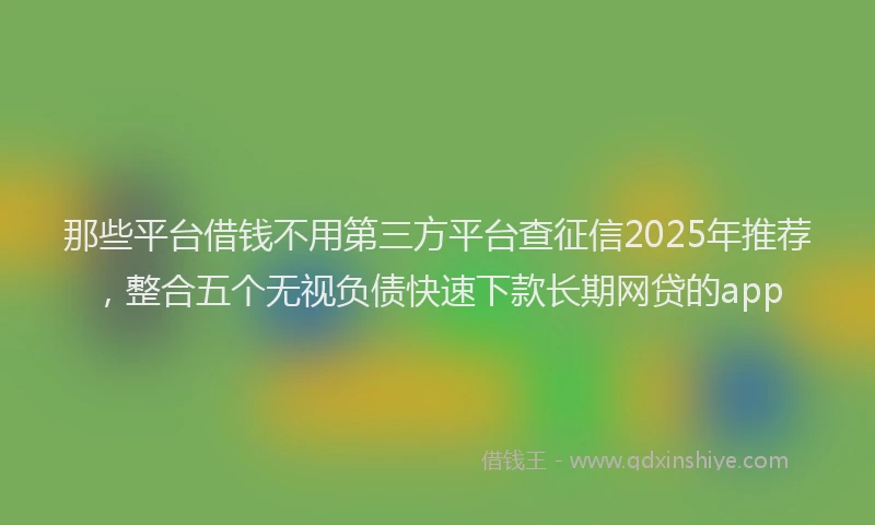 那些平台借钱不用第三方平台查征信2025年推荐，整合五个无视负债快速下款长期网贷的app