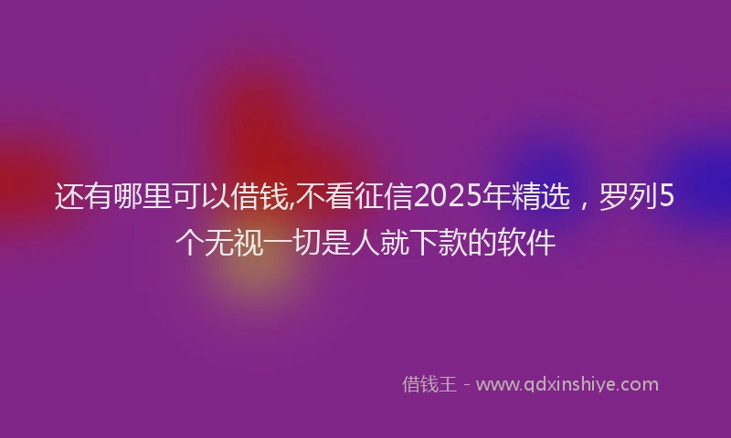 还有哪里可以借钱,不看征信2025年精选，罗列5个无视一切是人就下款的软件