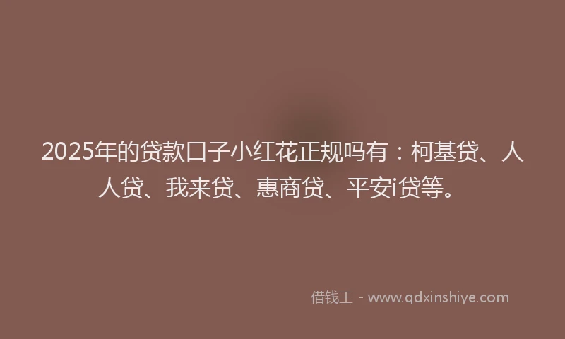 2025年的贷款口子小红花正规吗有：柯基贷、人人贷、我来贷、惠商贷、平安i贷等。