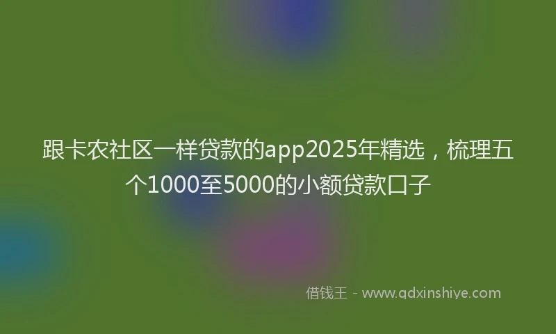 跟卡农社区一样贷款的app2025年精选，梳理五个1000至5000的小额贷款口子