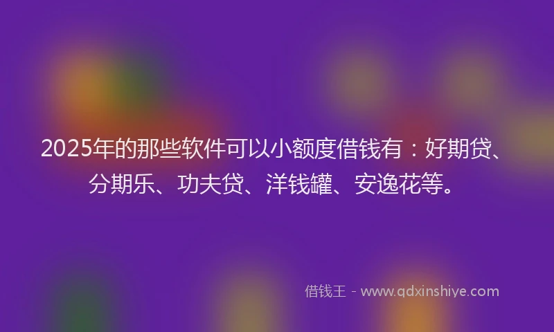 2025年的那些软件可以小额度借钱有：好期贷、分期乐、功夫贷、洋钱罐、安逸花等。
